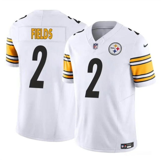 Men's Pittsburgh Steelers #2 Justin Fields White 2024 F.U.S.E.Vapor Untouchable Limited Football Stitched Jersey
